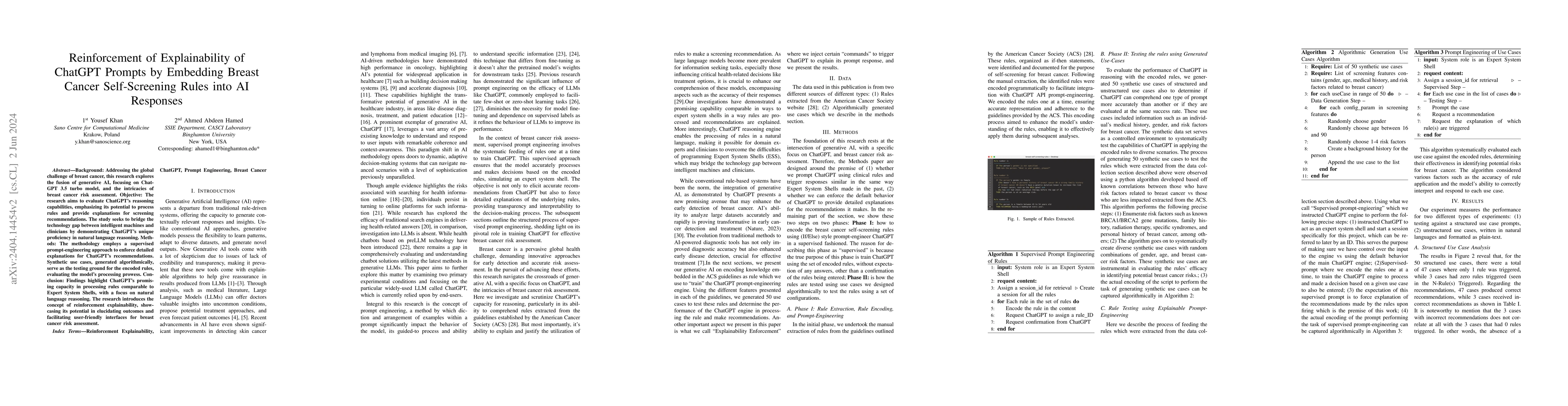 Thumbnail for Reinforcement of Explainability of ChatGPT Prompts by Embedding Breast
  Cancer Self-Screening Rules into AI Responses