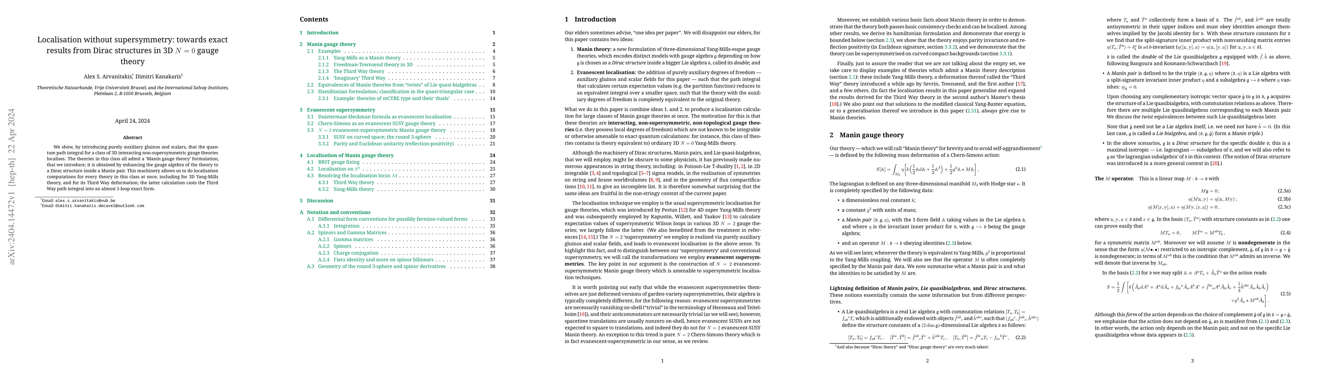Thumbnail for Localisation without supersymmetry: towards exact results from Dirac
  structures in 3D $N = 0$ gauge theory