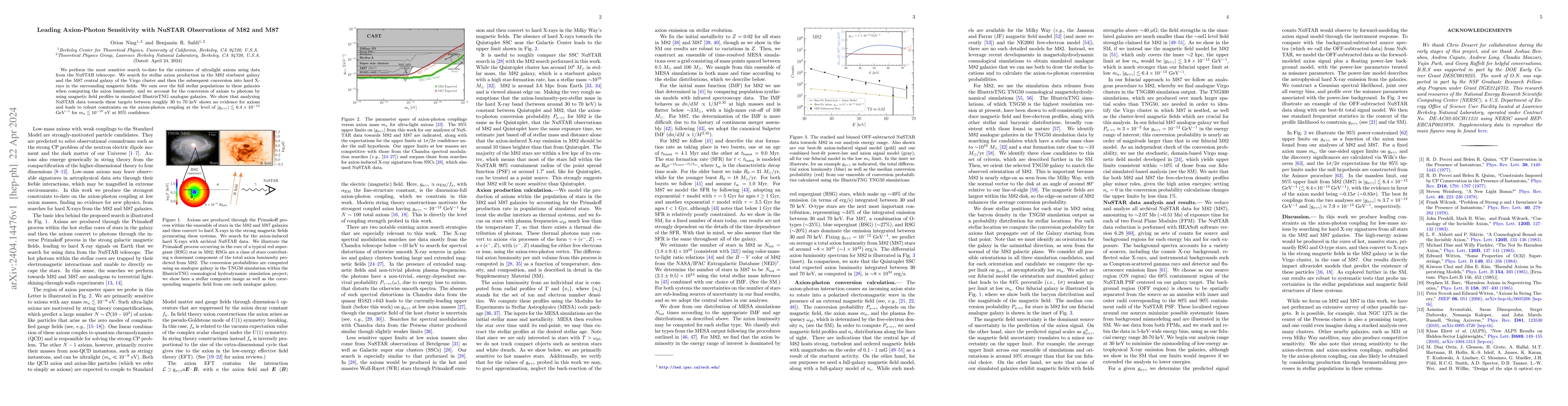 Thumbnail for Leading Axion-Photon Sensitivity with NuSTAR Observations of M82 and M87