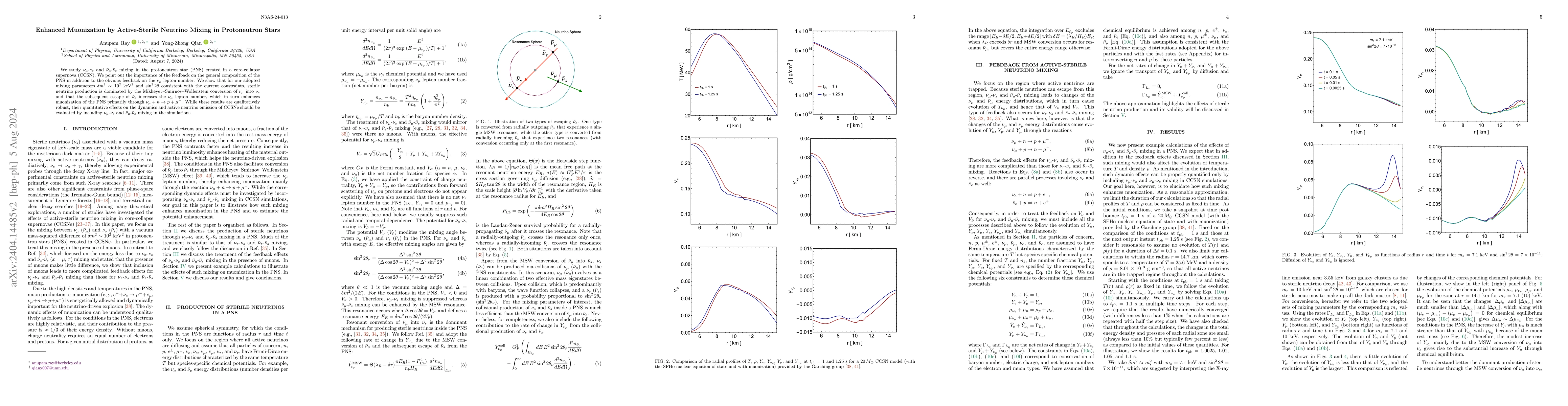 Thumbnail for Enhanced Muonization by Active-Sterile Neutrino Mixing in Protoneutron
  Stars