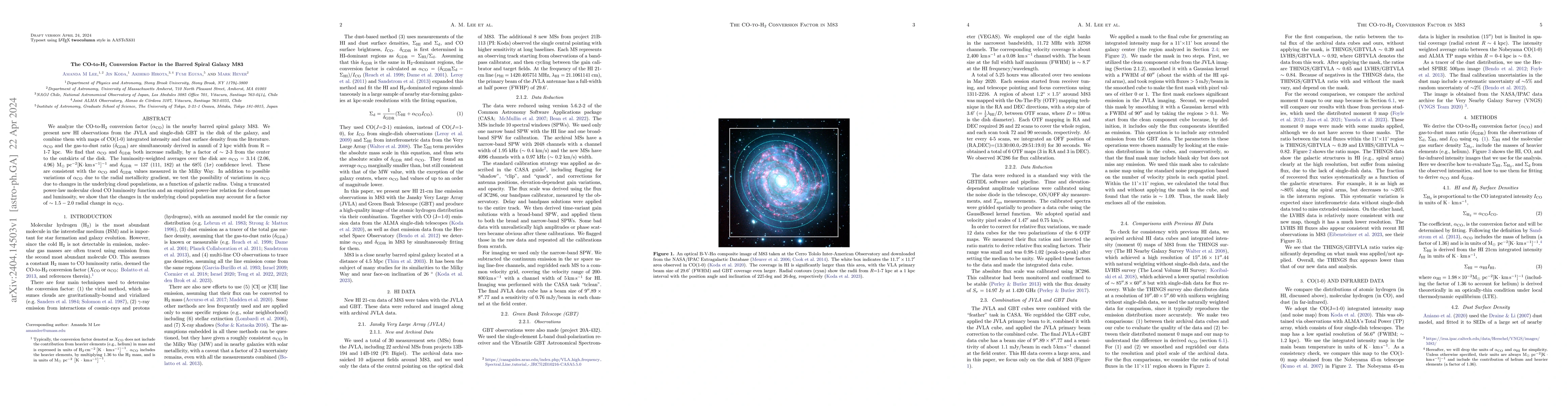 Thumbnail for The CO-to-H$_2$ Conversion Factor in the Barred Spiral Galaxy M83