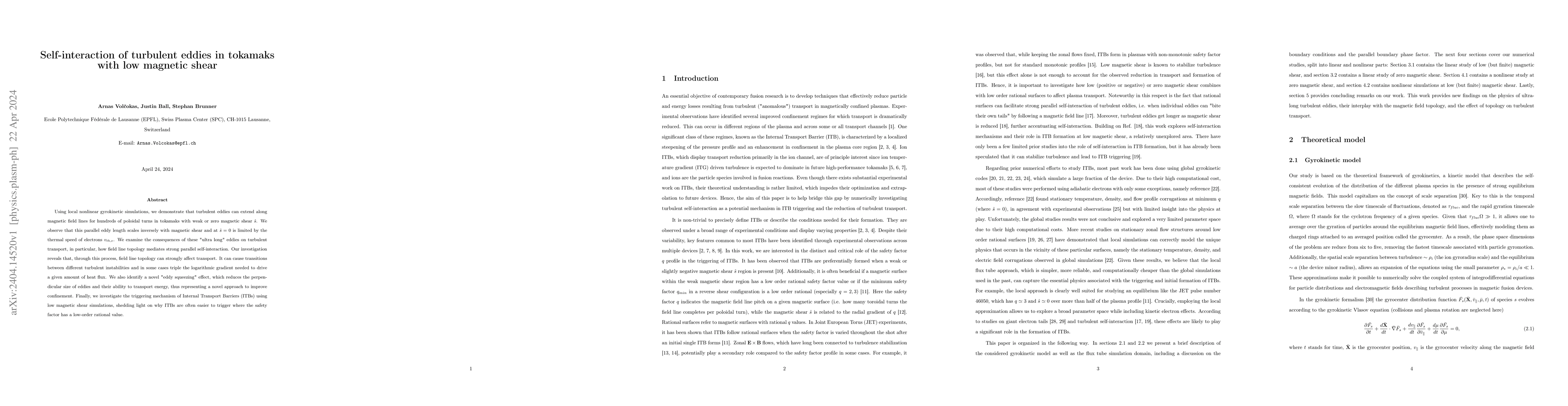 Thumbnail for Self-interaction of turbulent eddies in tokamaks with low magnetic shear