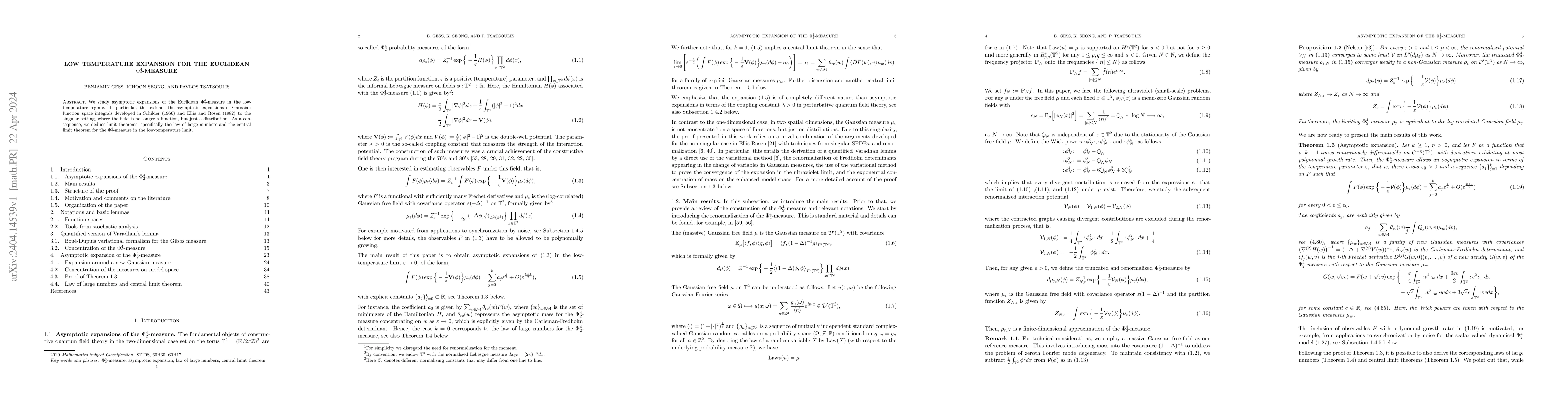 Thumbnail for Low temperature expansion for the Euclidean $\Phi^4_2$-measure