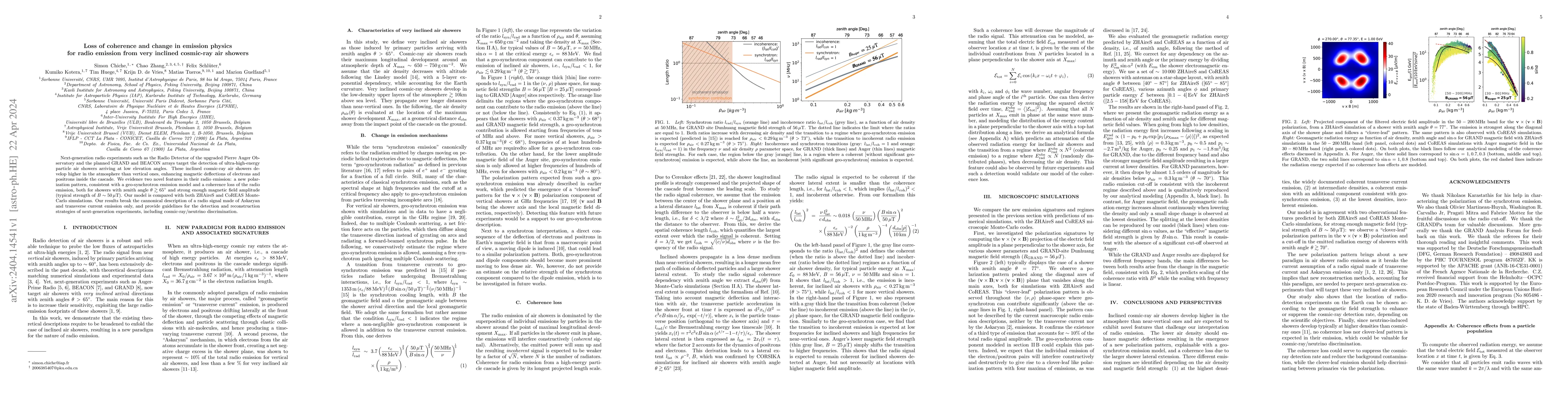 Thumbnail for Loss of coherence and change in emission physics for radio emission from
  very inclined cosmic-ray air showers