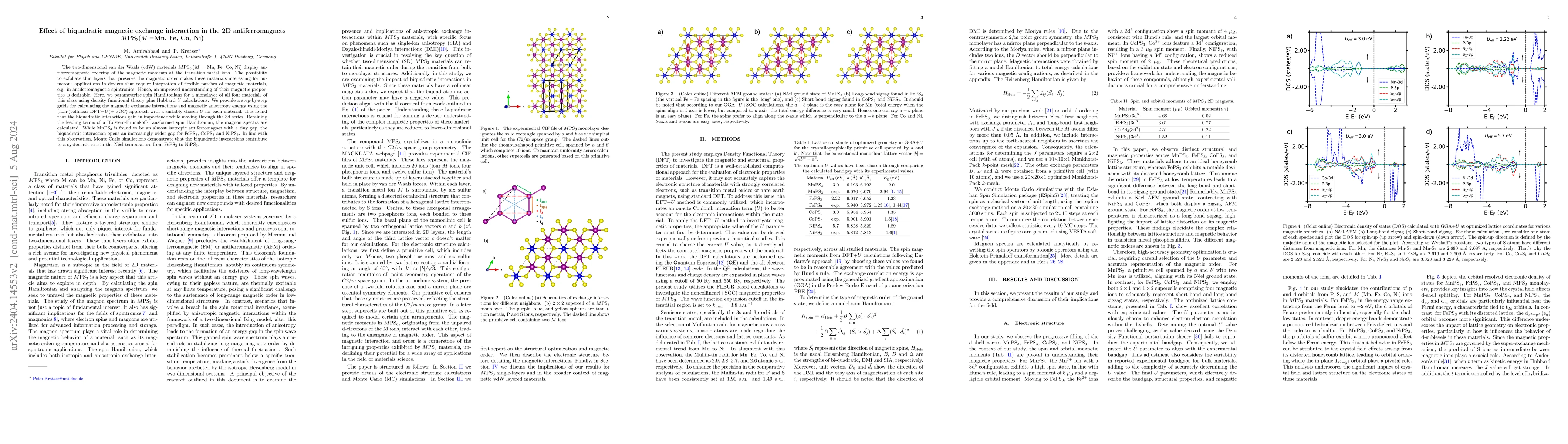 Thumbnail for Effect of biquadratic magnetic exchange interaction in the 2D
  antiferromagnets MPS_3 (M = Mn, Fe, Co, Ni)