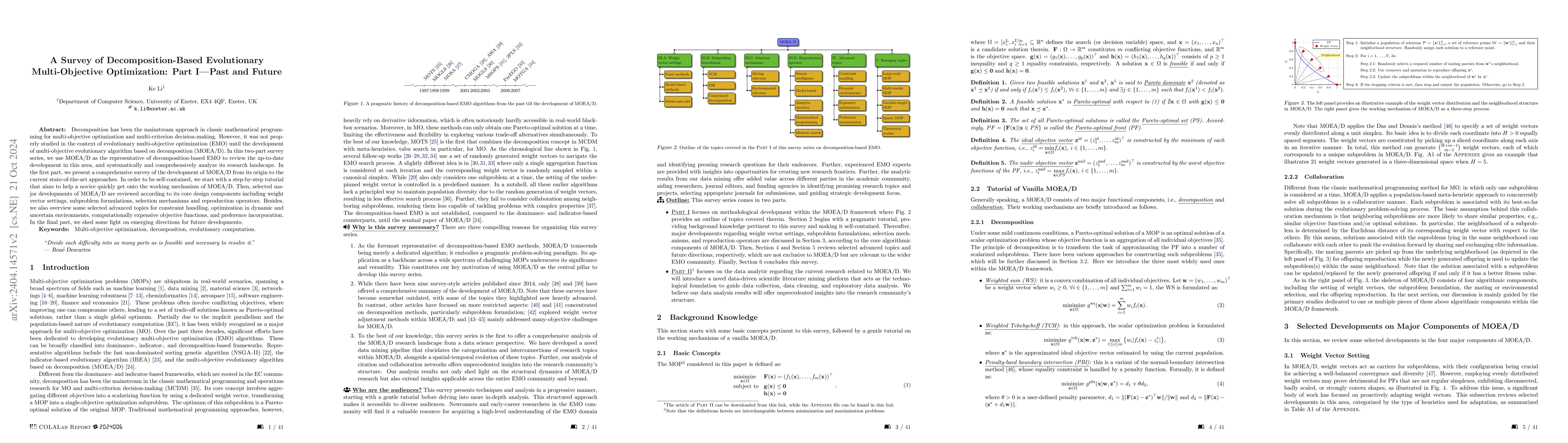 Thumbnail for A Survey of Decomposition-Based Evolutionary Multi-Objective
  Optimization: Part I-Past and Future