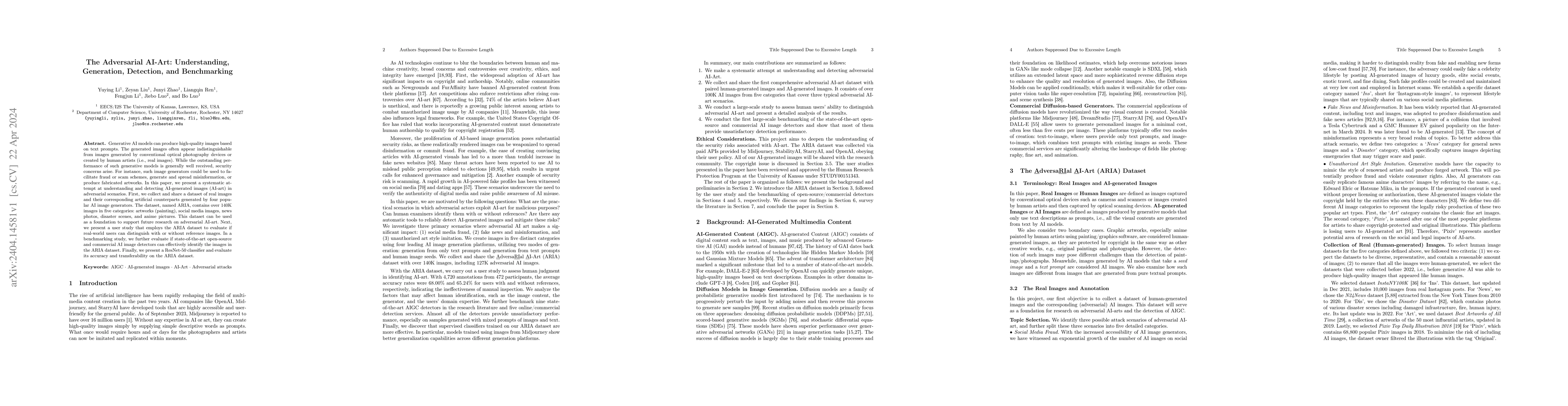 Thumbnail for The Adversarial AI-Art: Understanding, Generation, Detection, and
  Benchmarking