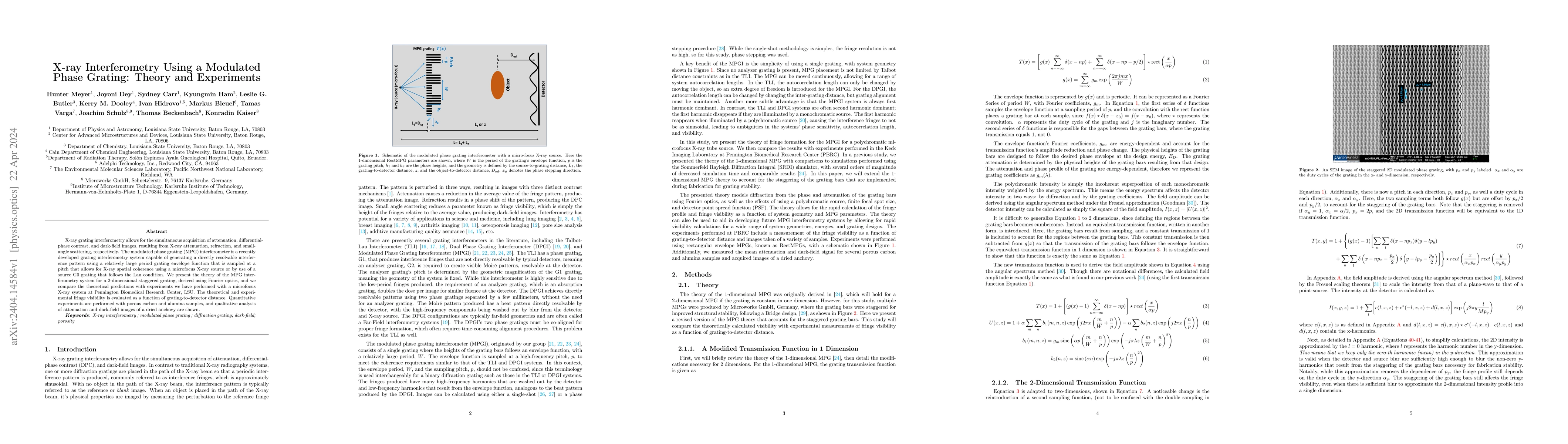 Thumbnail for X-ray Interferometry Using a Modulated Phase Grating: Theory and
  Experiments