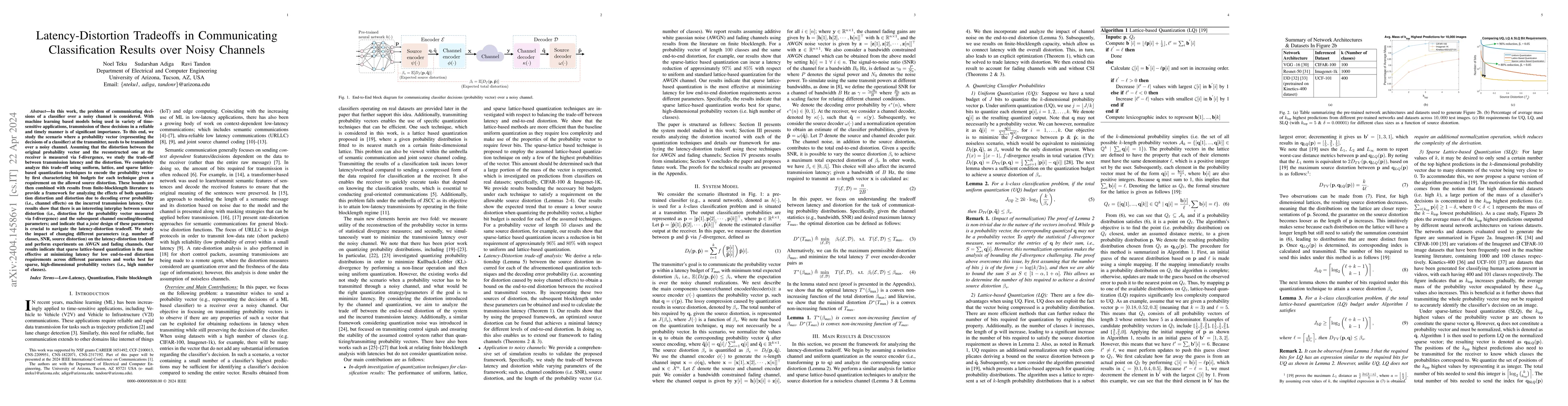 Thumbnail for Latency-Distortion Tradeoffs in Communicating Classification Results
  over Noisy Channels