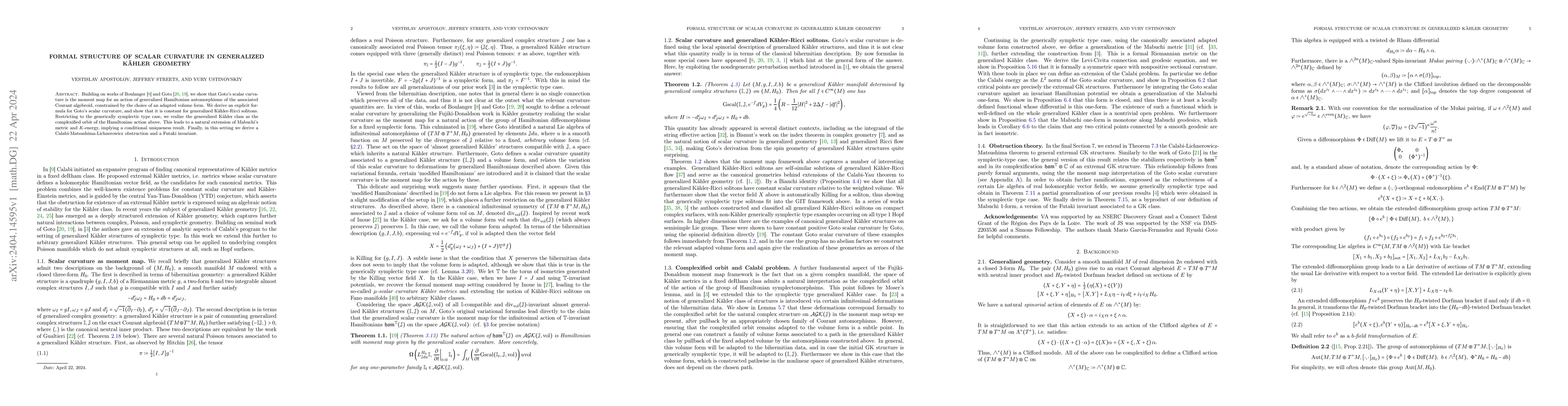 Thumbnail for Formal structure of scalar curvature in generalized K\"ahler geometry