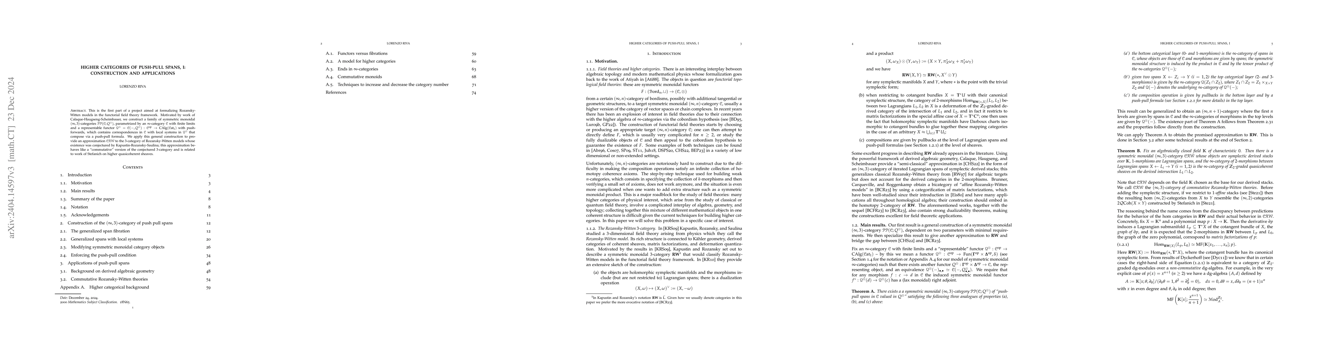 Thumbnail for Higher categories of push-pull spans, I: Construction and applications