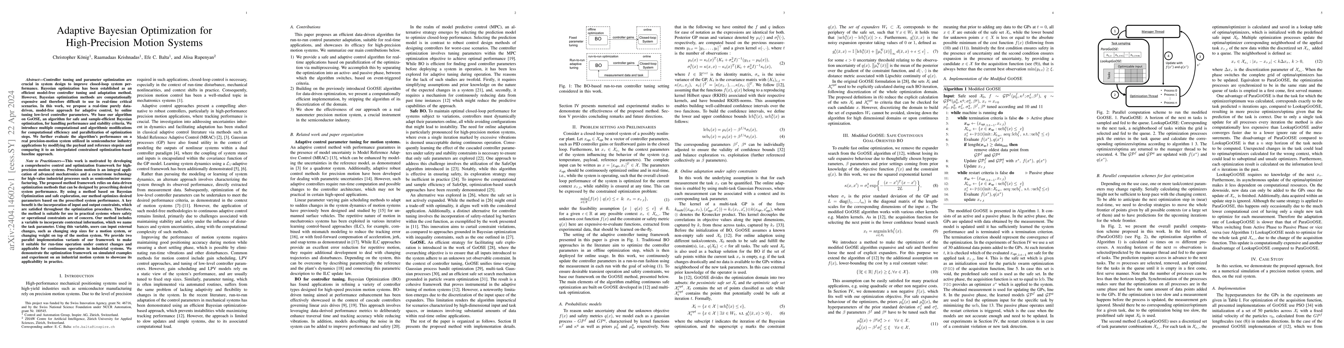 Thumbnail for Adaptive Bayesian Optimization for High-Precision Motion Systems