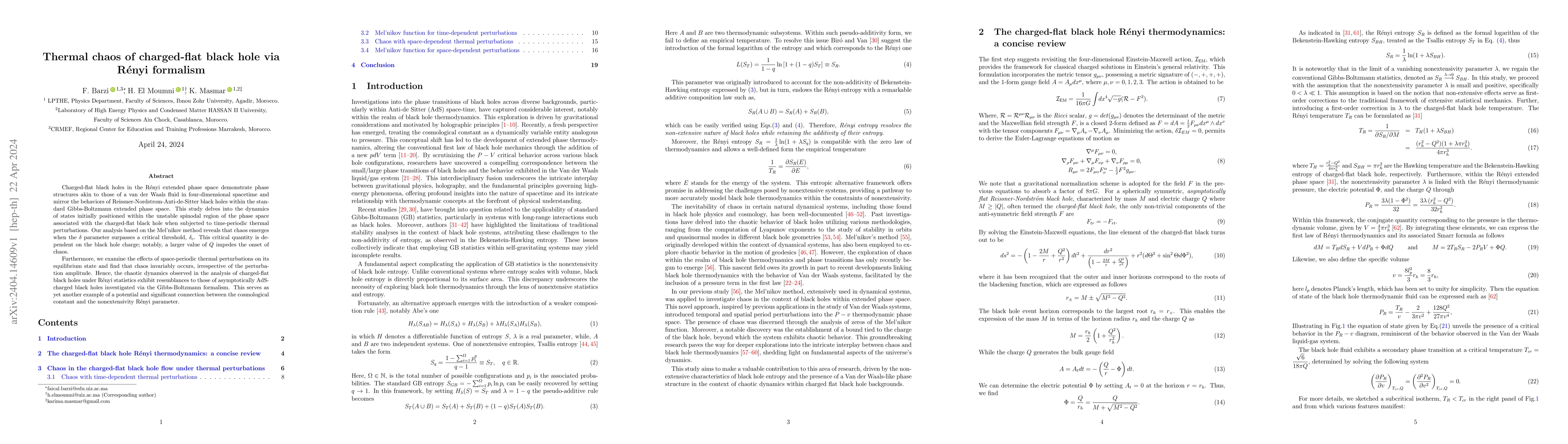 Thumbnail for Thermal chaos of charged-flat black hole via R\'enyi formalism