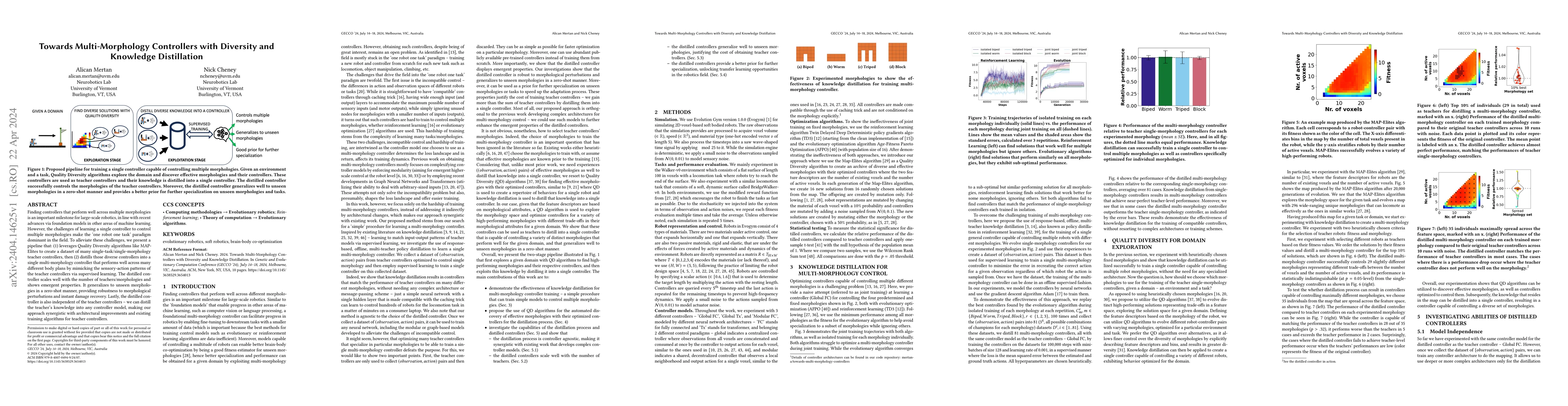 Thumbnail for Towards Multi-Morphology Controllers with Diversity and Knowledge
  Distillation