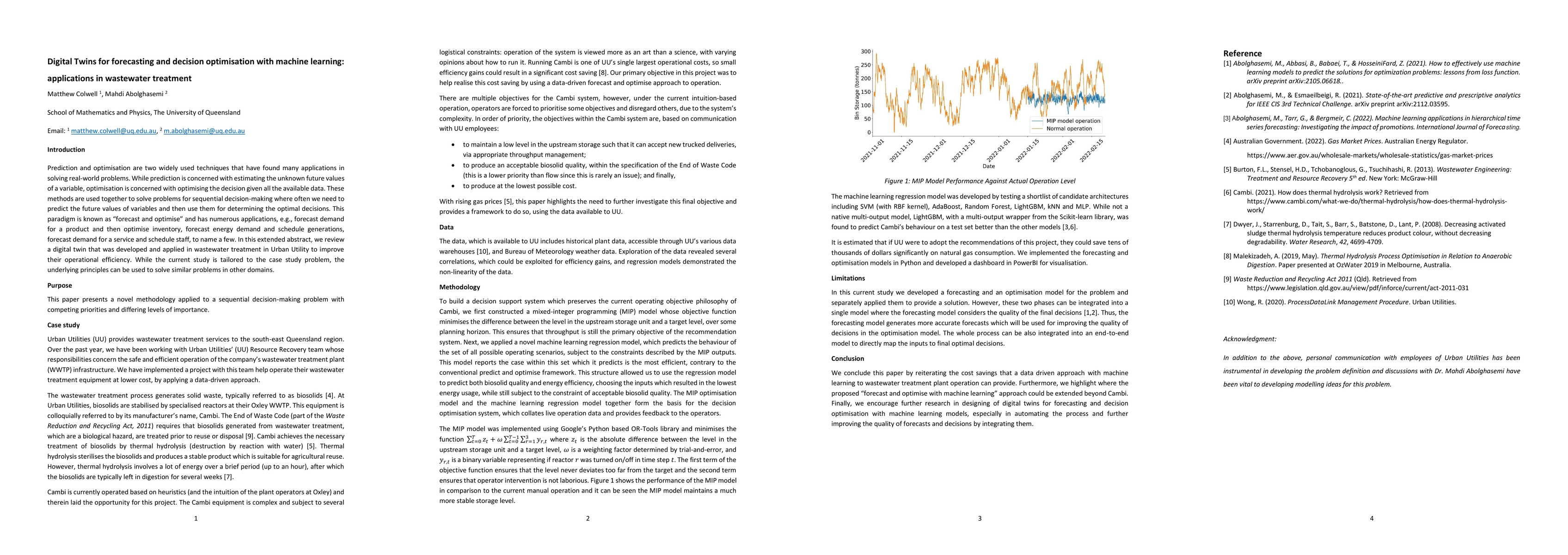 Thumbnail for Digital Twins for forecasting and decision optimisation with machine
  learning: applications in wastewater treatment