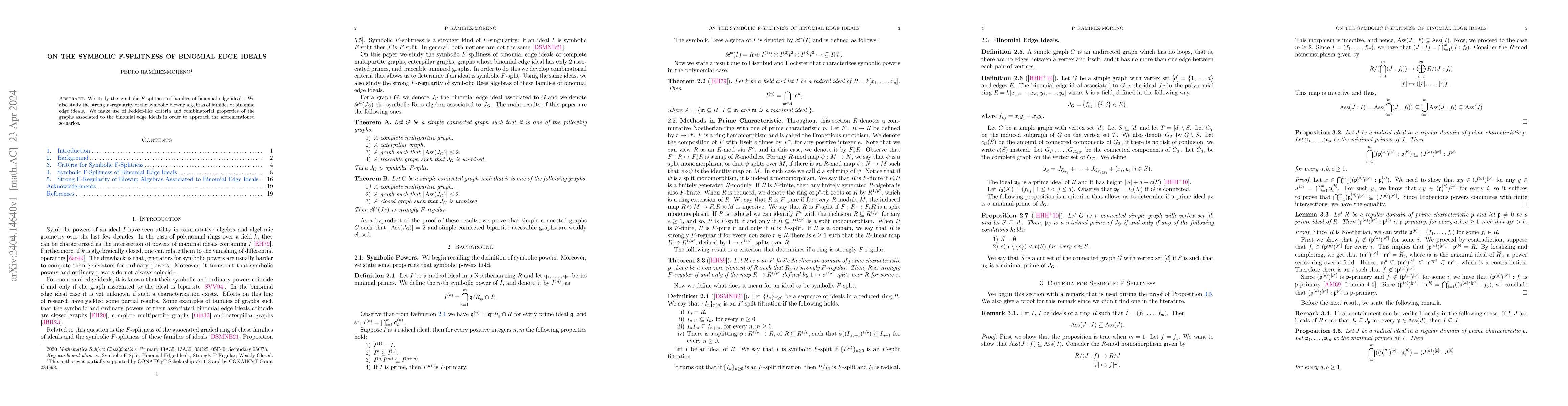 Thumbnail for On the symbolic $F$-splitness of binomial edge ideals
