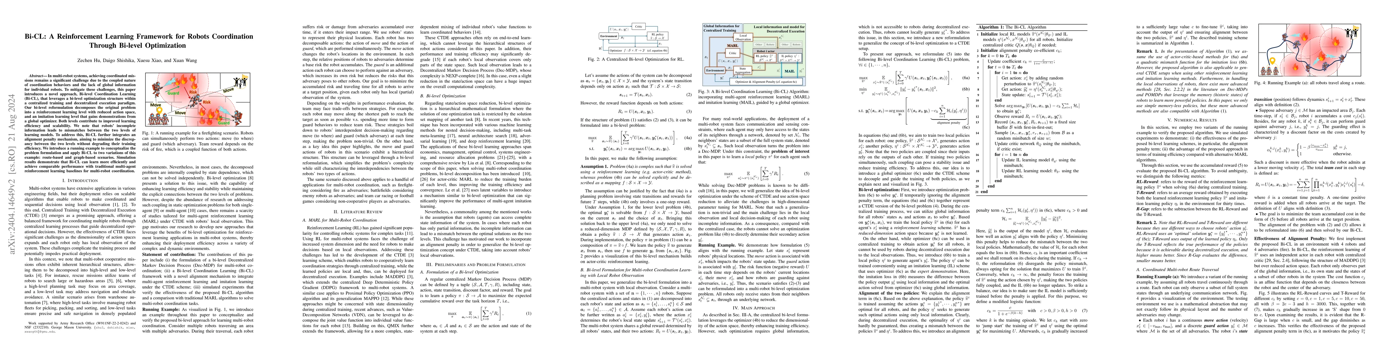 Thumbnail for Bi-CL: A Reinforcement Learning Framework for Robots Coordination
  Through Bi-level Optimization