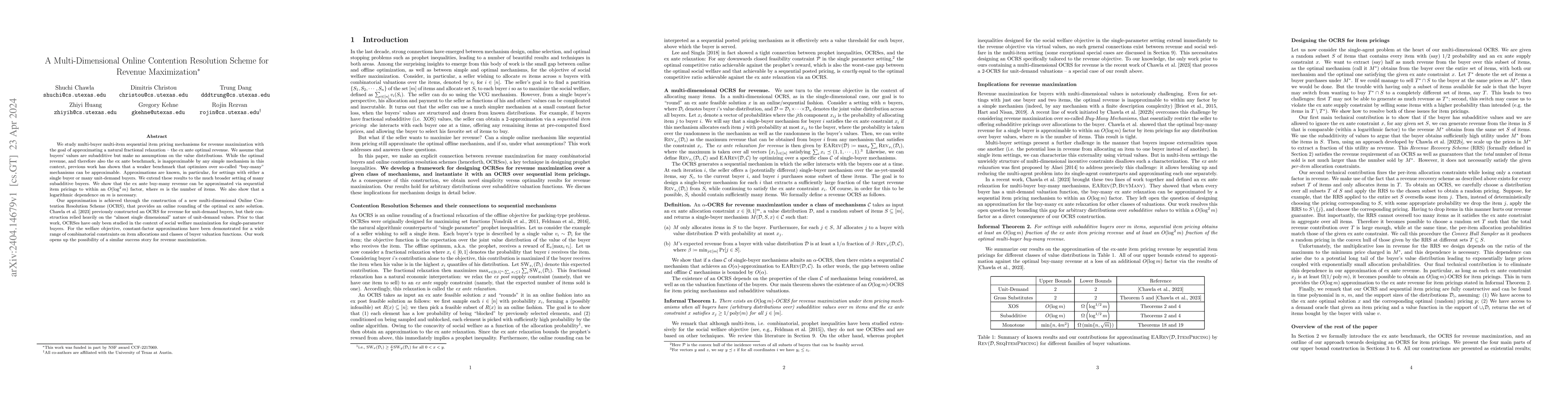 Thumbnail for A Multi-Dimensional Online Contention Resolution Scheme for Revenue
  Maximization