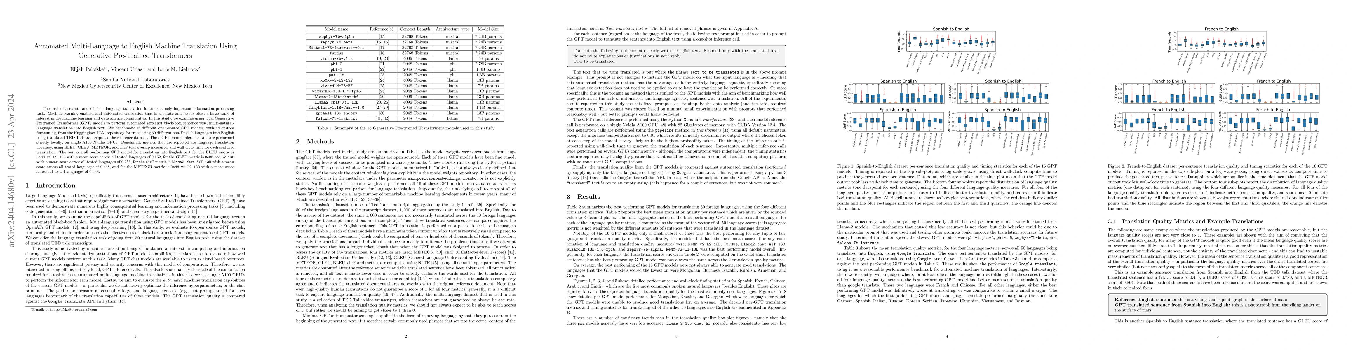 Thumbnail for Automated Multi-Language to English Machine Translation Using Generative
  Pre-Trained Transformers