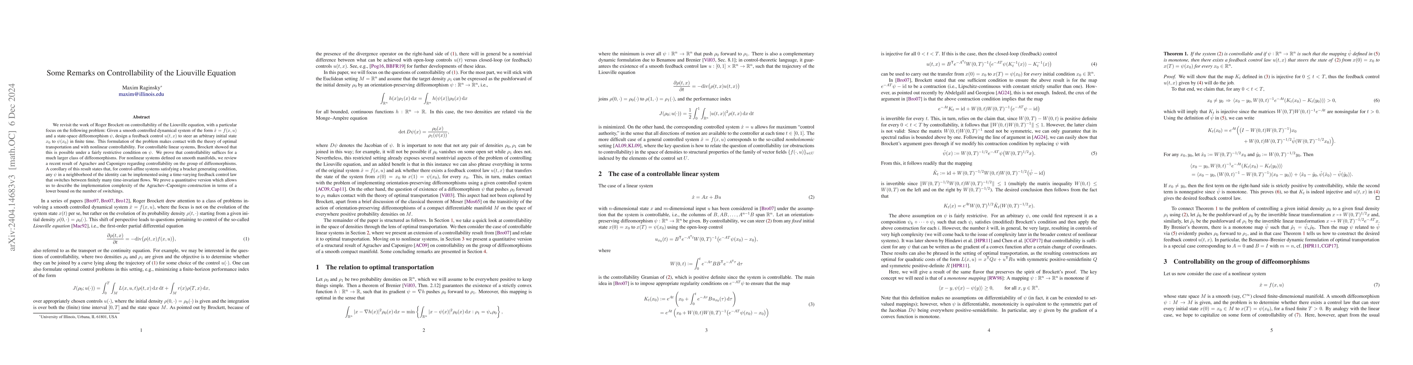 Thumbnail for Some Remarks on Controllability of the Liouville Equation