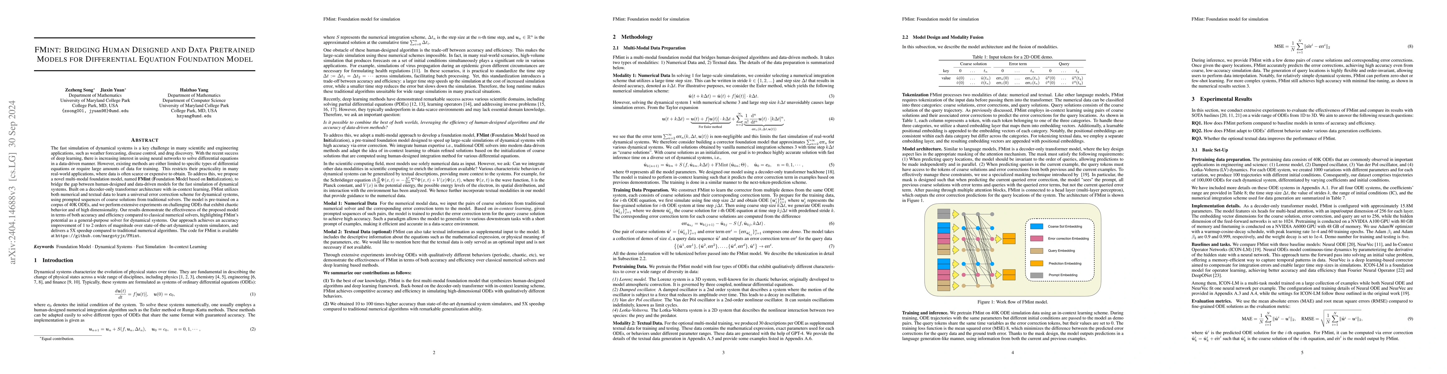 Thumbnail for FMint: Bridging Human Designed and Data Pretrained Models for
  Differential Equation Foundation Model
