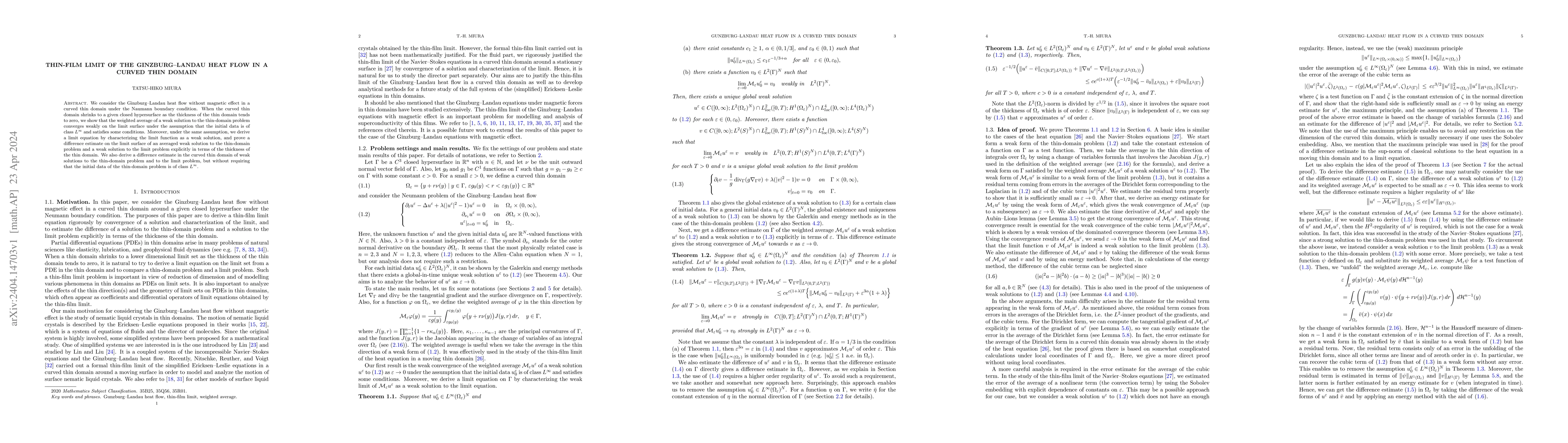 Thumbnail for Thin-film limit of the Ginzburg-Landau heat flow in a curved thin domain