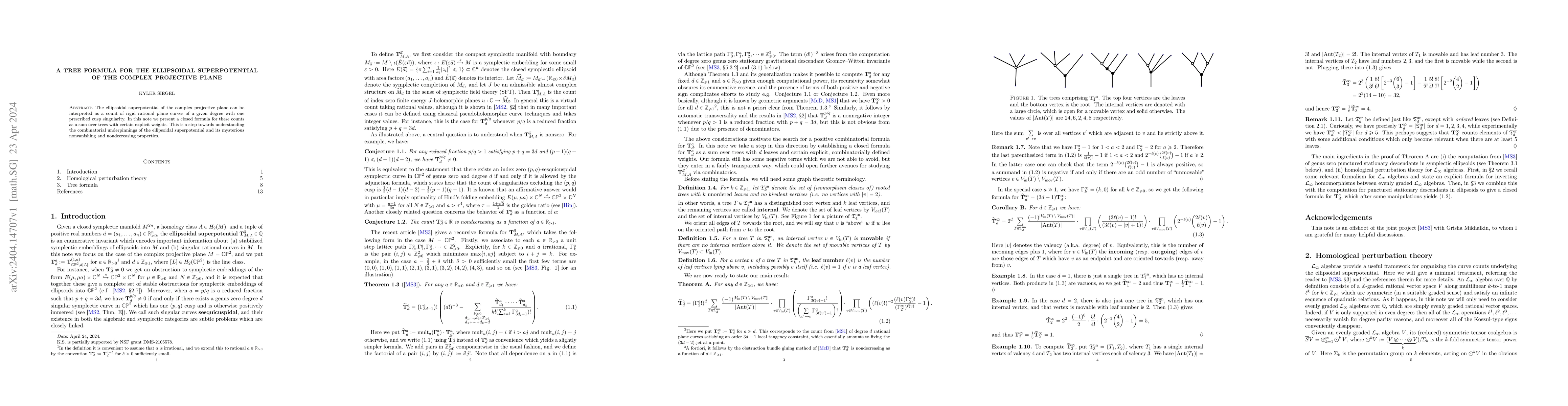 Thumbnail for A tree formula for the ellipsoidal superpotential of the complex
  projective plane