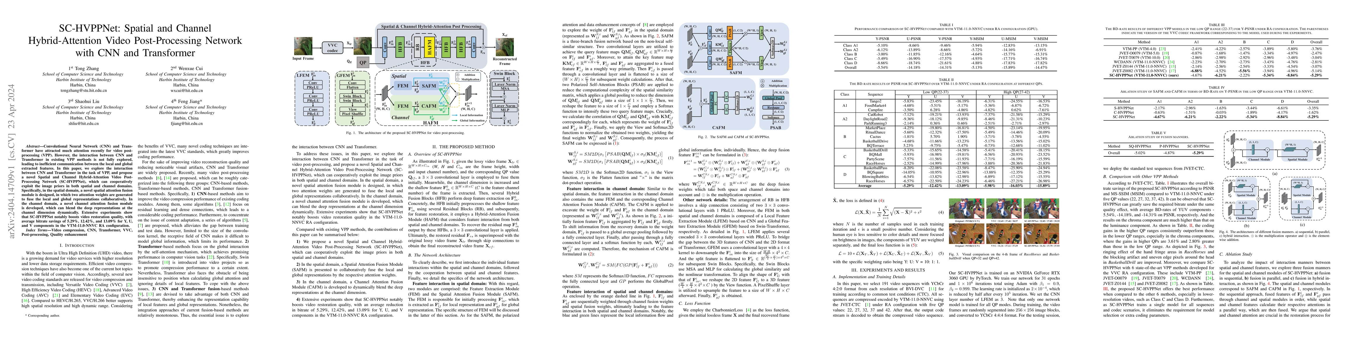 Thumbnail for SC-HVPPNet: Spatial and Channel Hybrid-Attention Video Post-Processing
  Network with CNN and Transformer