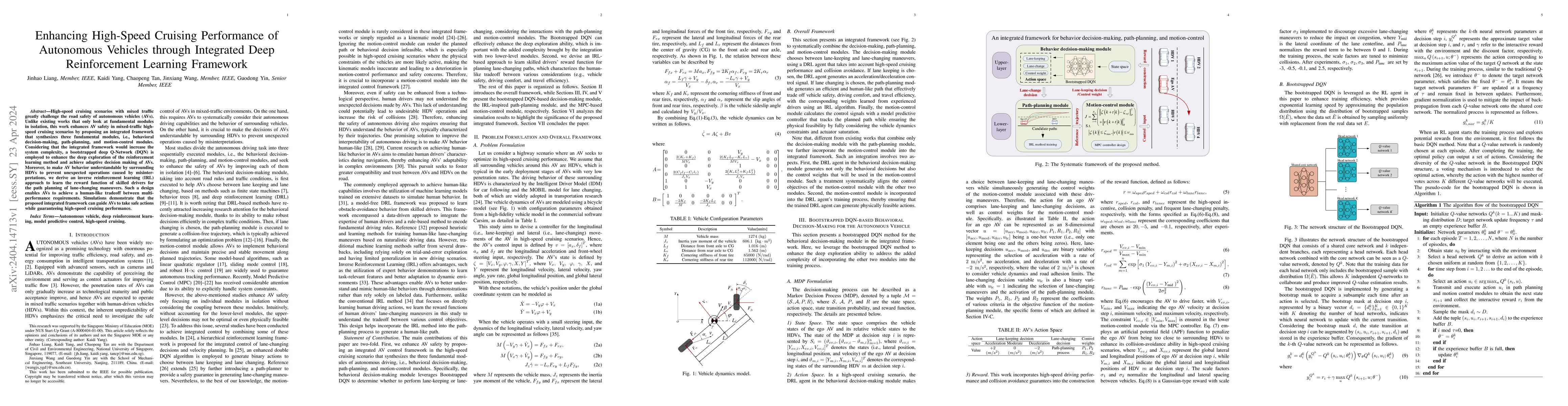 Thumbnail for Enhancing High-Speed Cruising Performance of Autonomous Vehicles through
  Integrated Deep Reinforcement Learning Framework