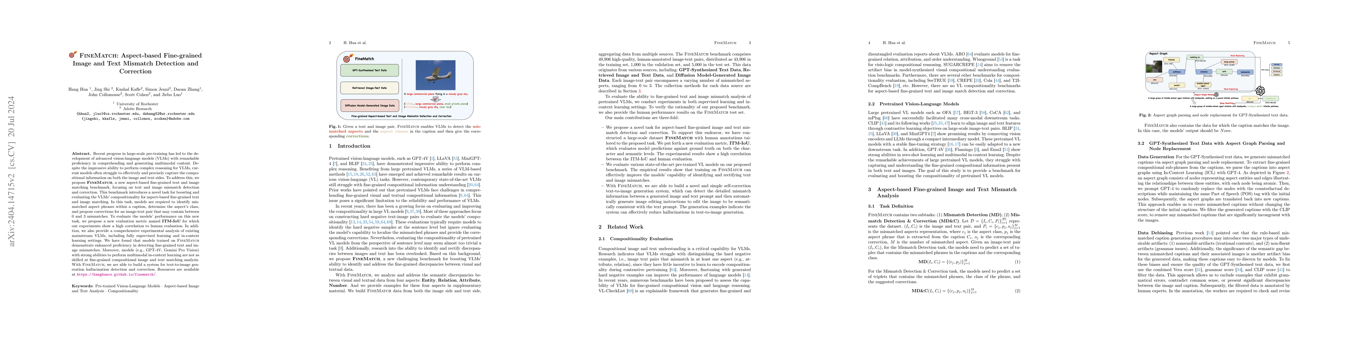 Thumbnail for FINEMATCH: Aspect-based Fine-grained Image and Text Mismatch Detection
  and Correction