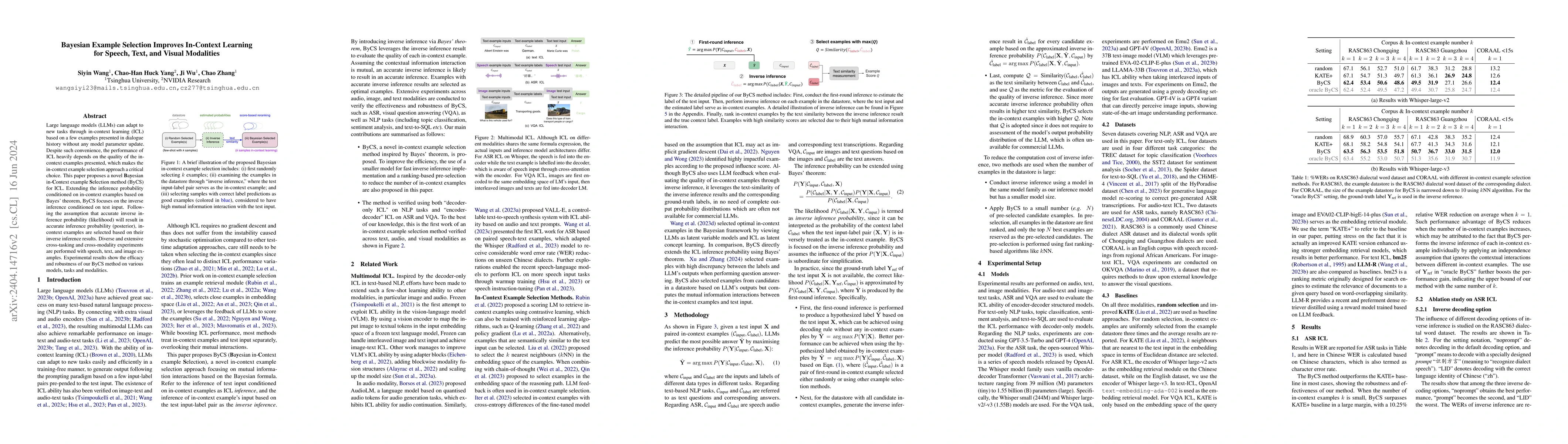 Thumbnail for Bayesian Example Selection Improves In-Context Learning for Speech,
  Text, and Visual Modalities