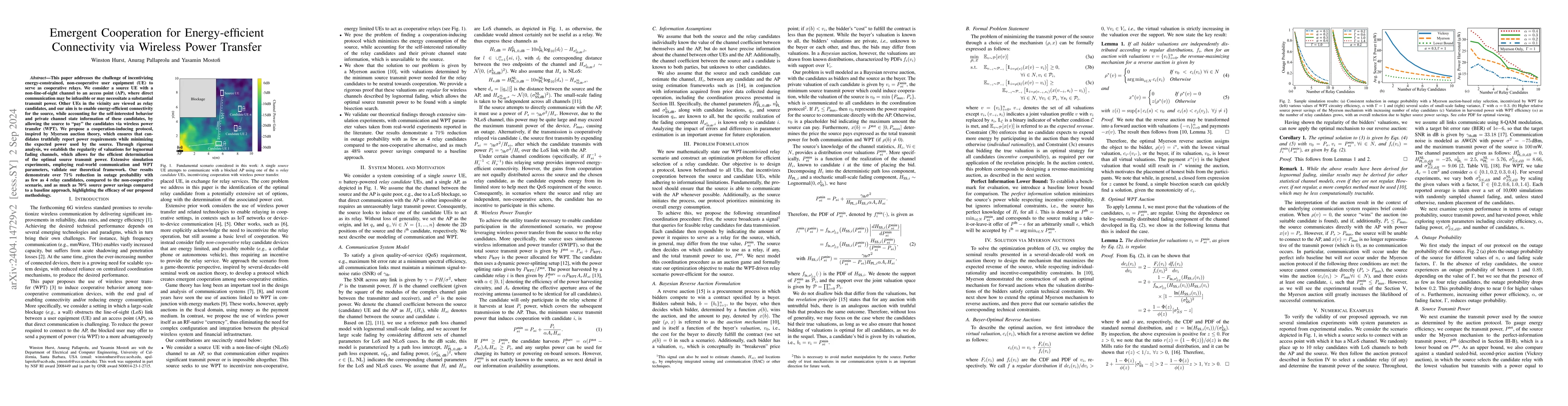 Thumbnail for Emergent Cooperation for Energy-efficient Connectivity via Wireless
  Power Transfer