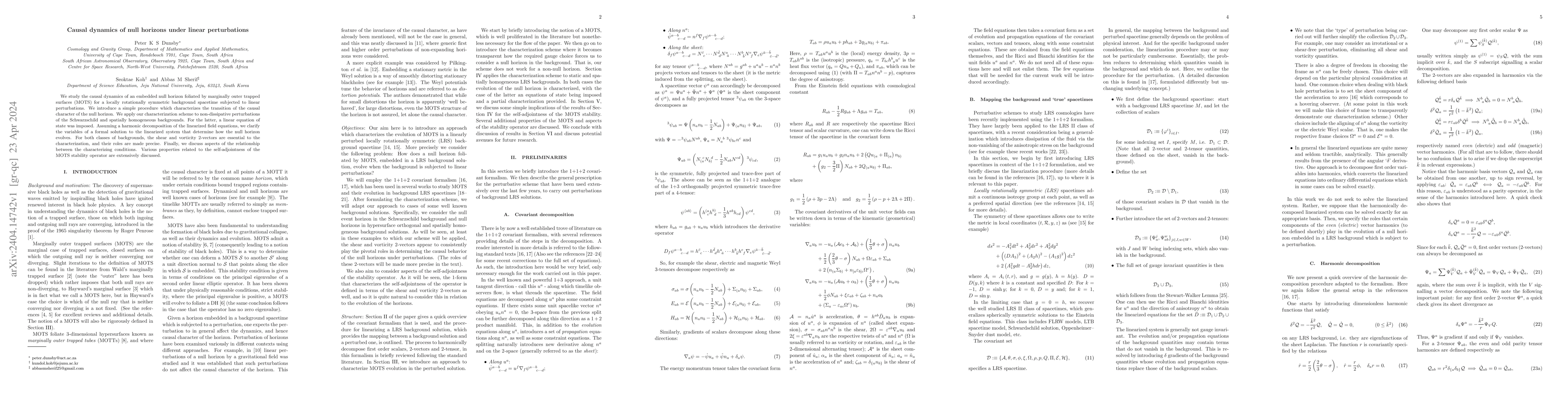 Thumbnail for Causal dynamics of null horizons under linear perturbations