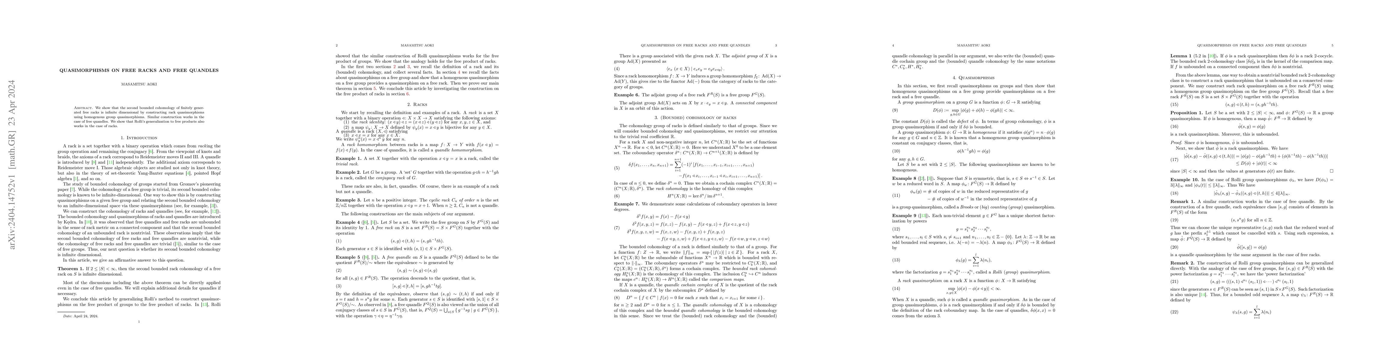 Thumbnail for Quasimorphisms on free racks and free quandles