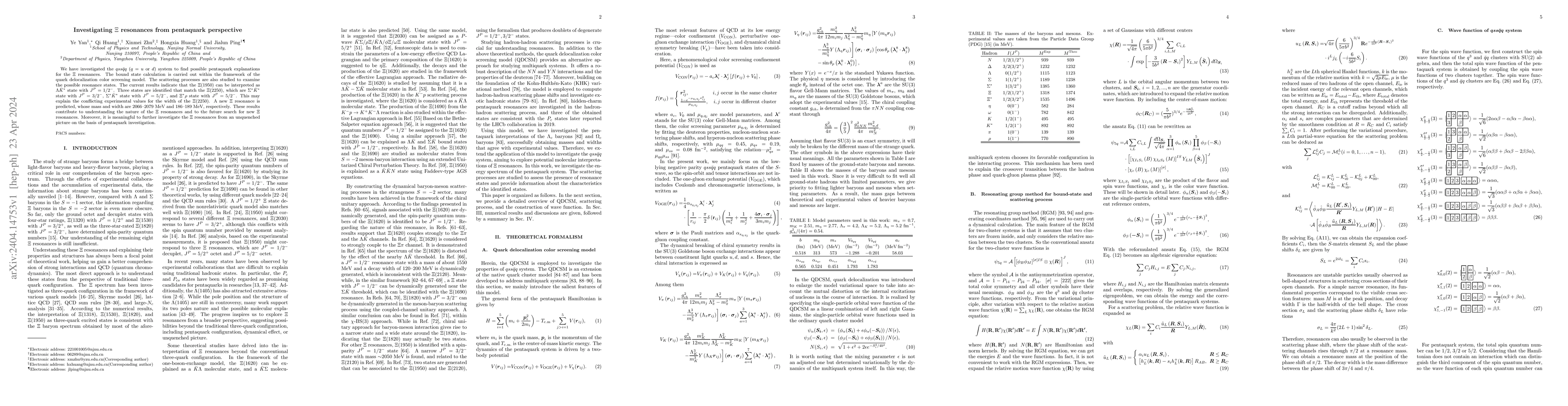 Thumbnail for Investigating $\Xi$ resonances from pentaquark perspective