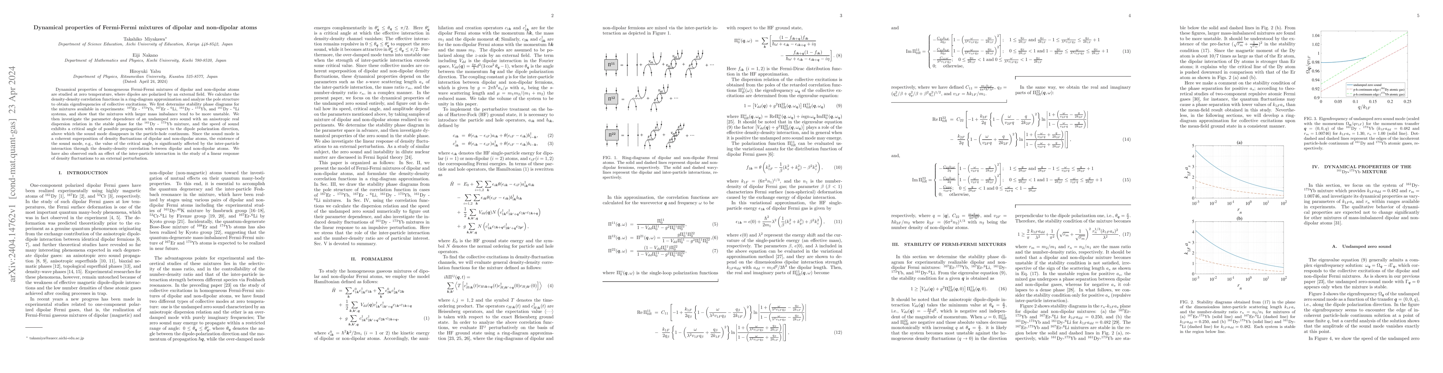 Thumbnail for Dynamical properties of Fermi-Fermi mixtures of dipolar and non-dipolar
  atoms