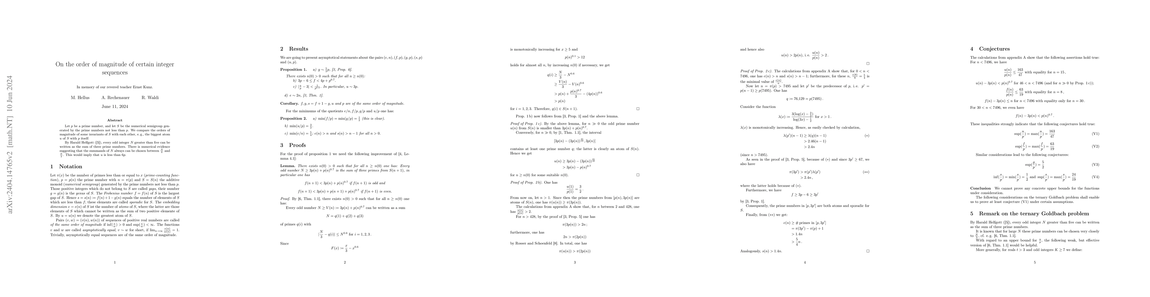 Thumbnail for On the order of magnitude of certain integer sequences