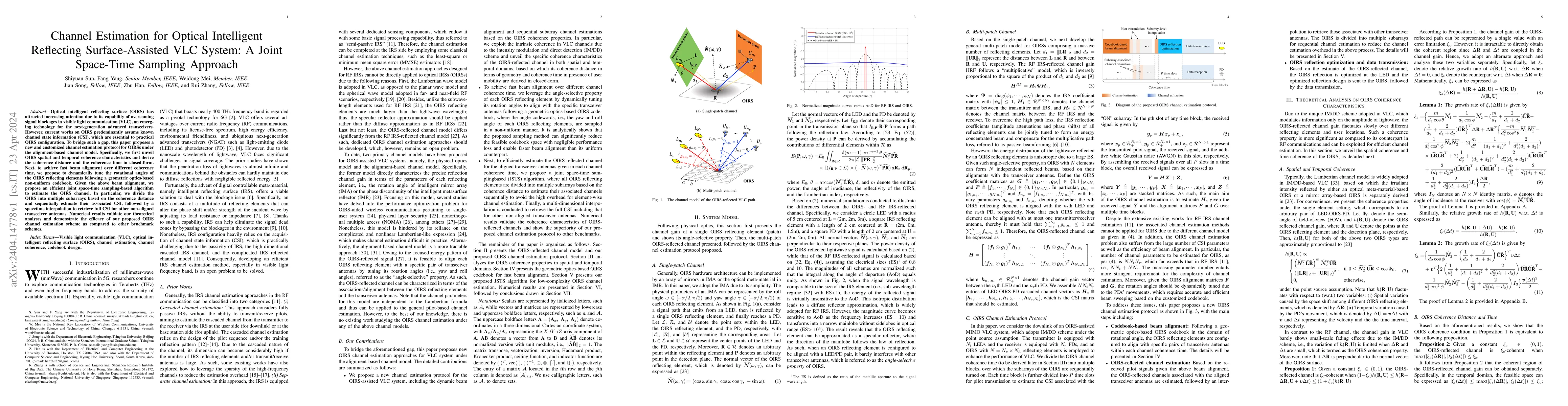 Thumbnail for Channel Estimation for Optical Intelligent Reflecting Surface-Assisted
  VLC System: A Joint Space-Time Sampling Approach
