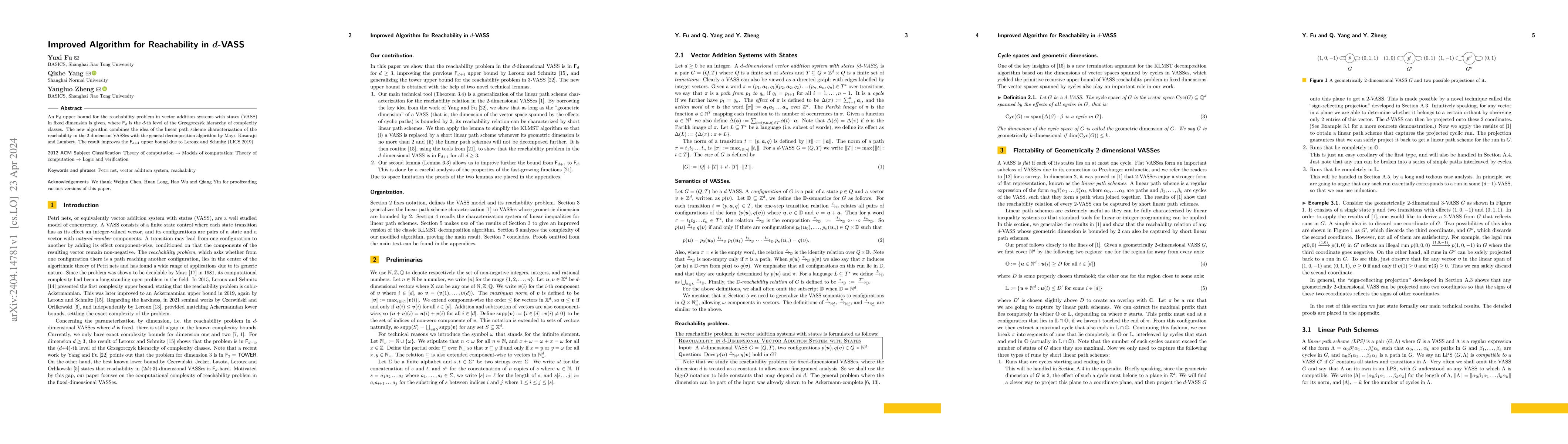 Thumbnail for Improved Algorithm for Reachability in $d$-VASS