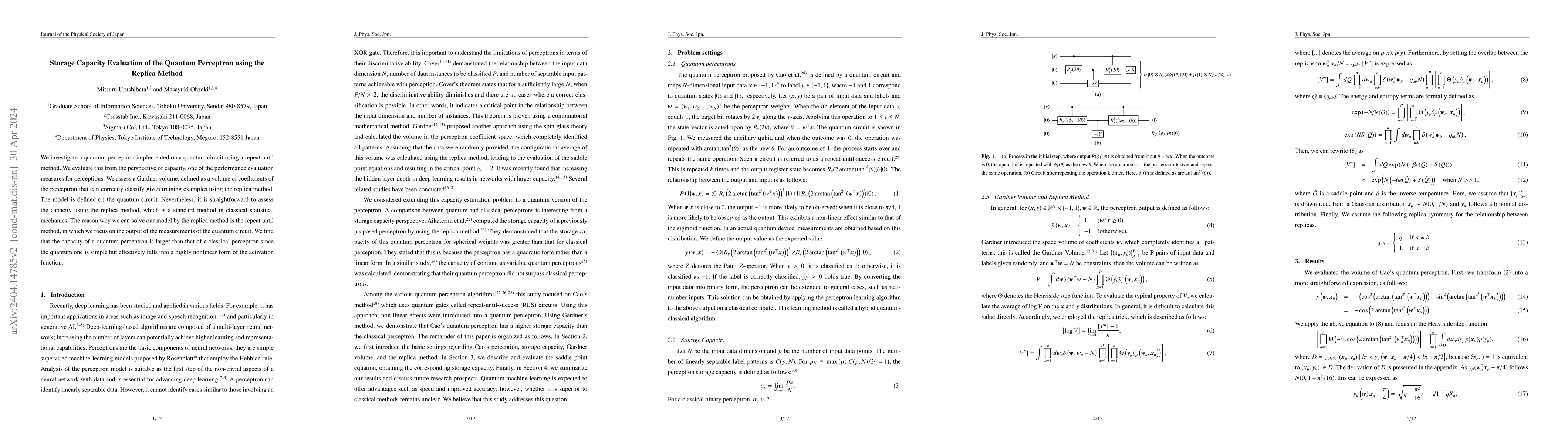 Thumbnail for Storage Capacity Evaluation of the Quantum Perceptron using the Replica
  Method