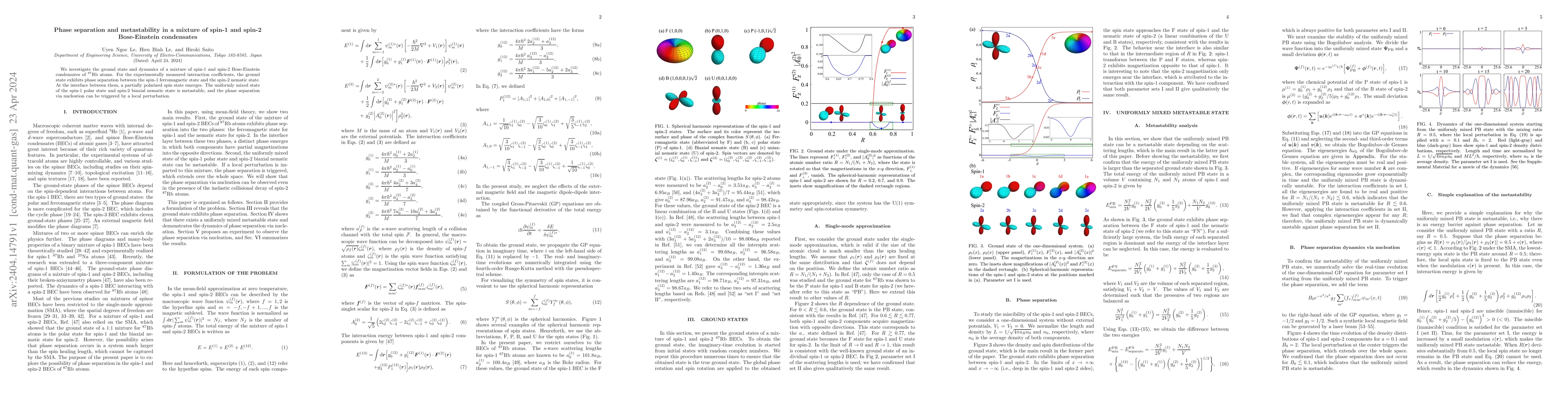 Thumbnail for Phase separation and metastability in a mixture of spin-1 and spin-2
  Bose-Einstein condensates