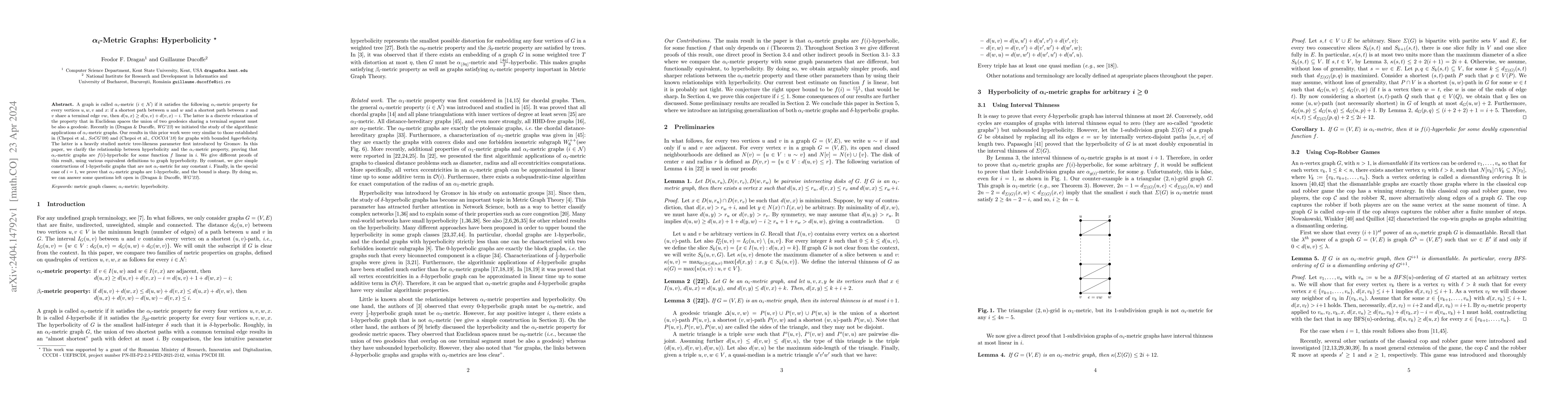 Thumbnail for $\alpha_i$-Metric Graphs: Hyperbolicity