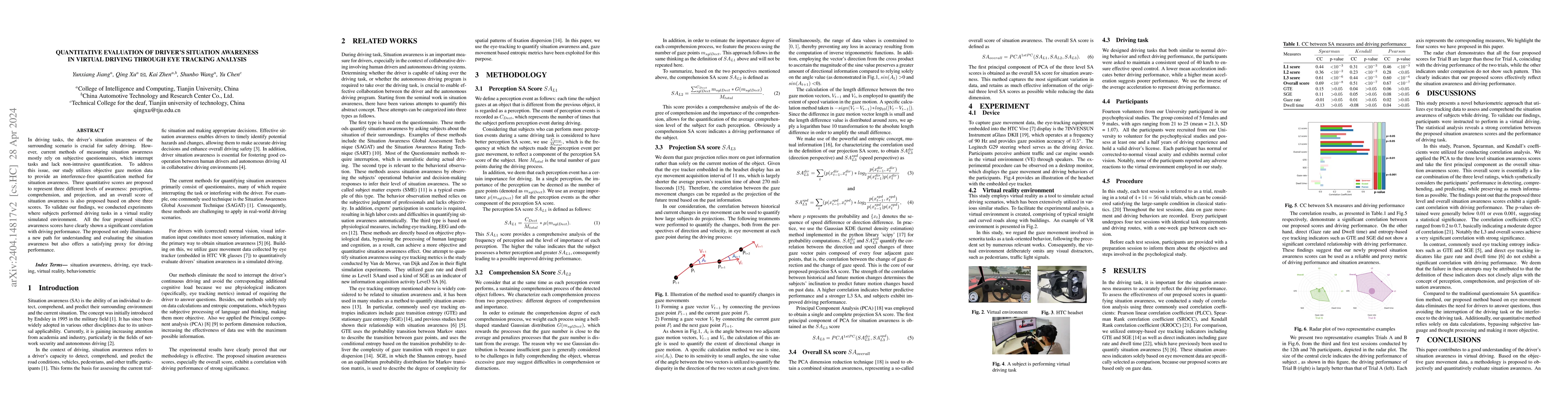 Thumbnail for Quantitative Evaluation of driver's situation awareness in virtual
  driving through Eye tracking analysis