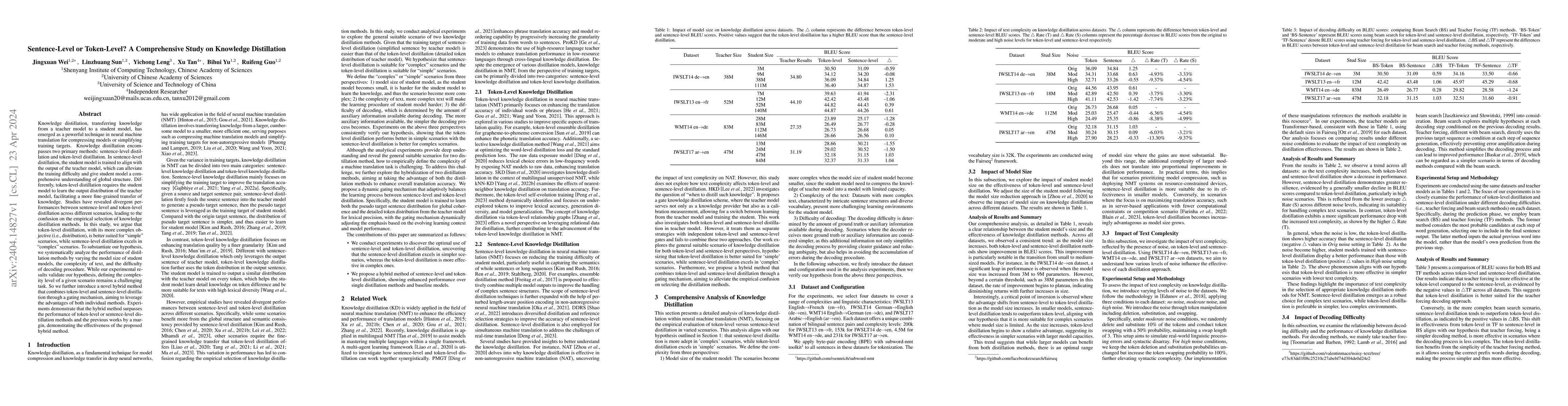 Thumbnail for Sentence-Level or Token-Level? A Comprehensive Study on Knowledge
  Distillation