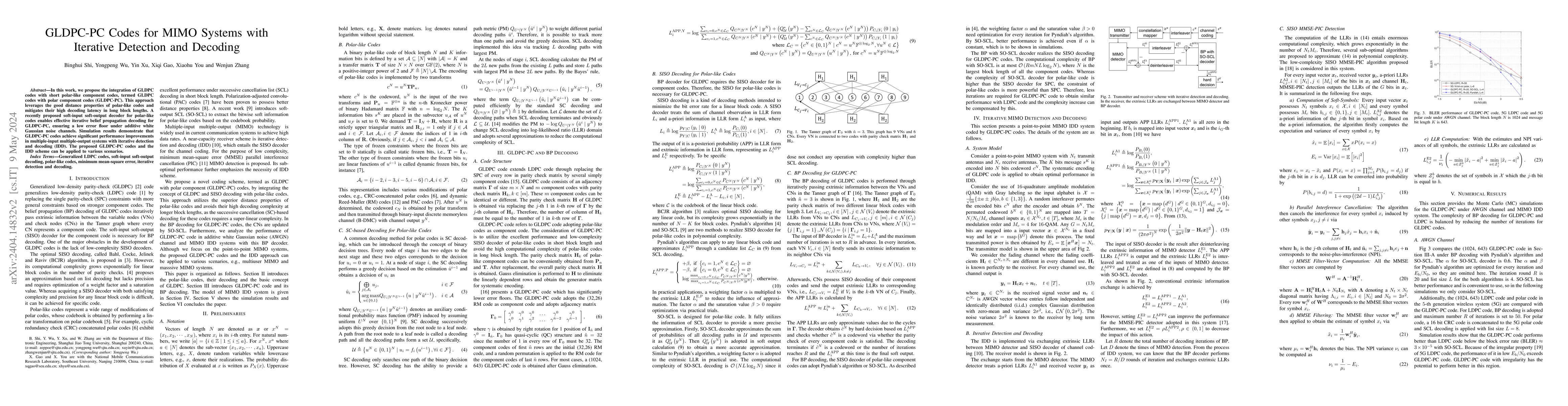 Thumbnail for GLDPC-PC Codes for MIMO Systems with Iterative Detection and Decoding