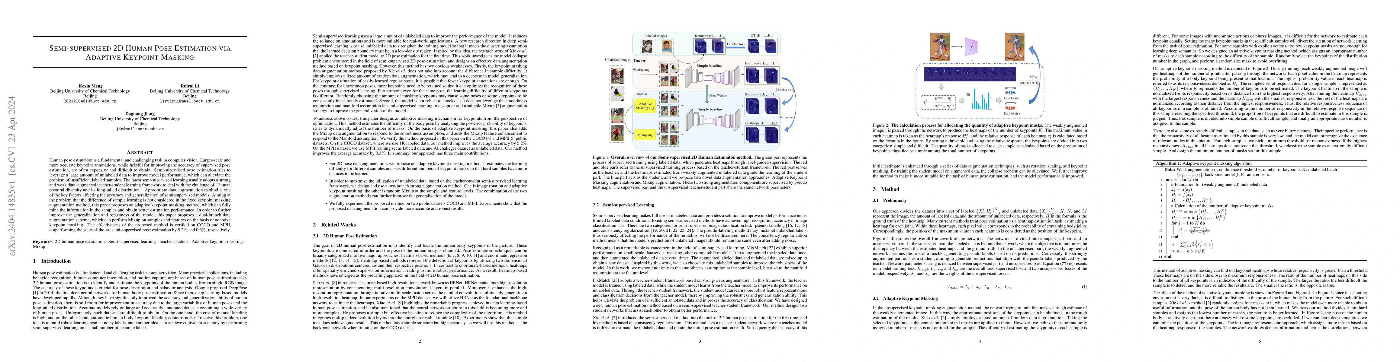 Thumbnail for Semi-supervised 2D Human Pose Estimation via Adaptive Keypoint Masking
