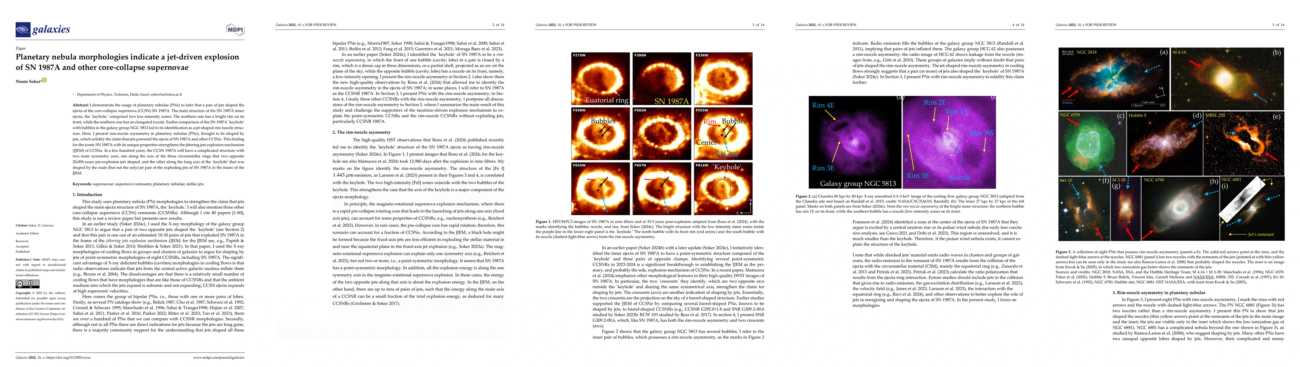 Thumbnail for Planetary nebula morphologies indicate a jet-driven explosion of SN
  1987A and other core-collapse supernovae