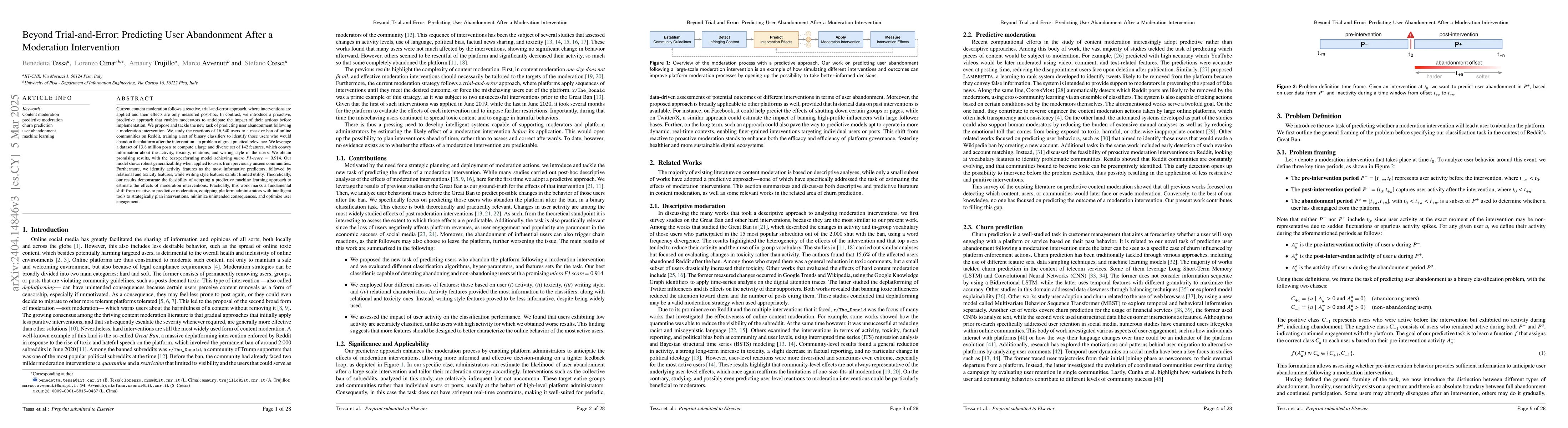 Thumbnail for Beyond Trial-and-Error: Predicting User Abandonment After a Moderation
  Intervention