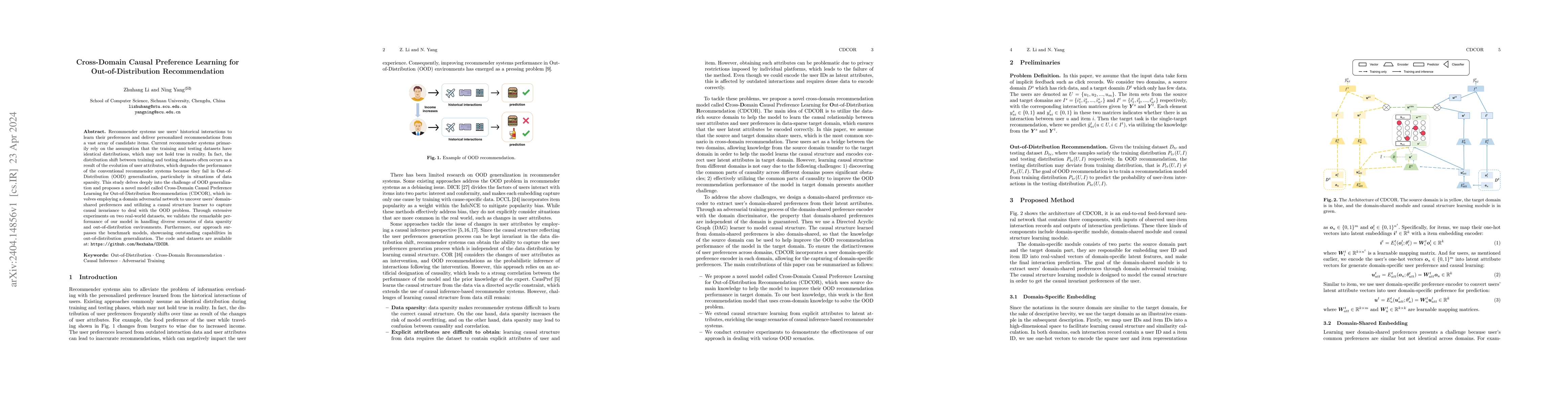 Thumbnail for Cross-Domain Causal Preference Learning for Out-of-Distribution
  Recommendation