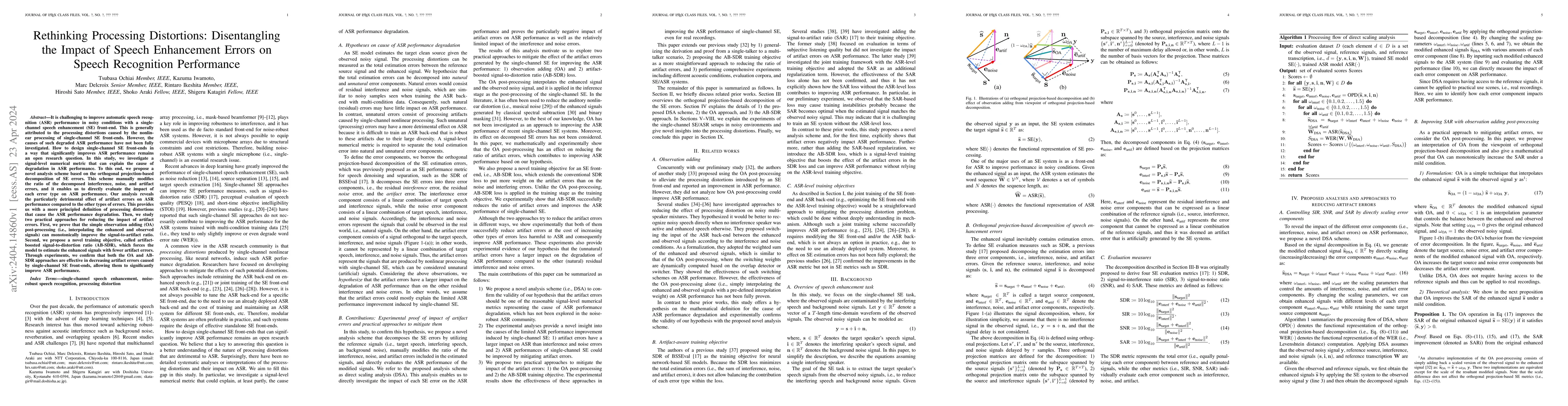 Thumbnail for Rethinking Processing Distortions: Disentangling the Impact of Speech
  Enhancement Errors on Speech Recognition Performance